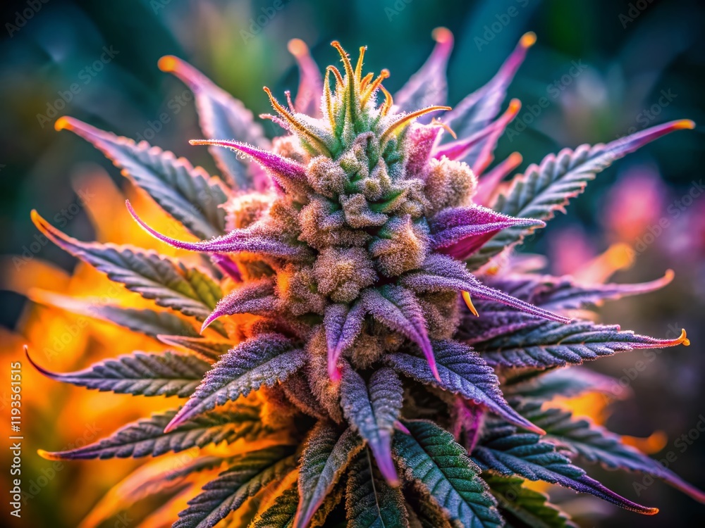 Lush Indica-Dominant Hybrid Cannabis Flower Close-Up Lush Indica-Dominant Hybrid Cannabis Flower Close-Up