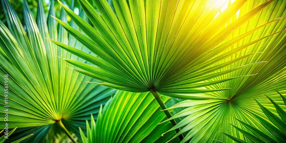 Fototapeta premium Lush Palm Leaf Background with Copy Space - Tropical Summer Texture