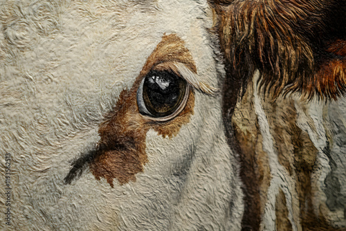 Realistic illustration of a cow close-up with detailed texture and naturalistic appeal photo