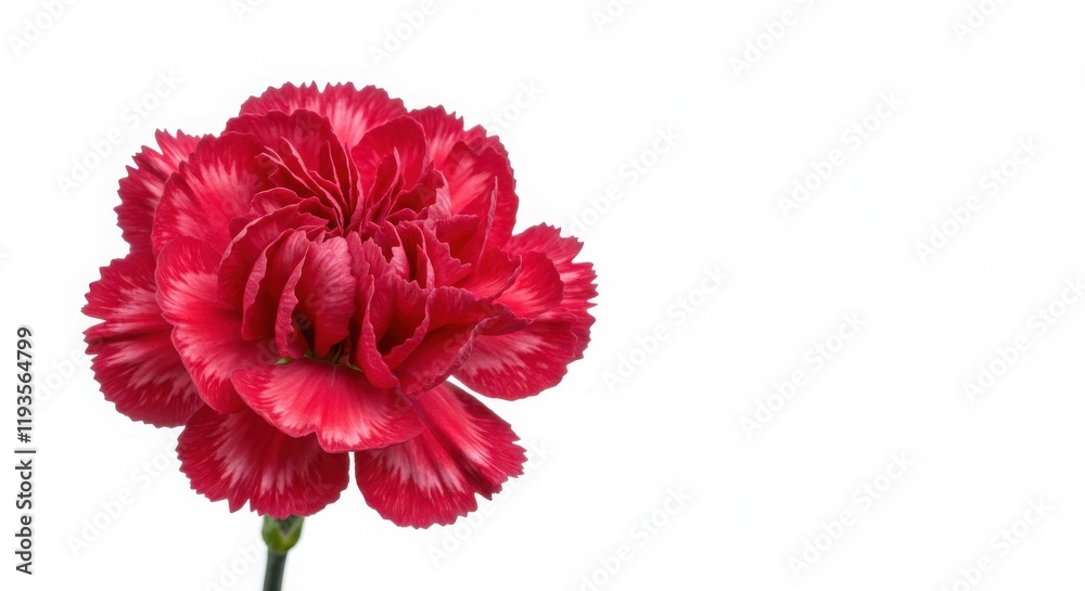 Close-Up Red Carnation Flower Isolated on White Background Close-Up Red Carnation Flower Isolated on White Background