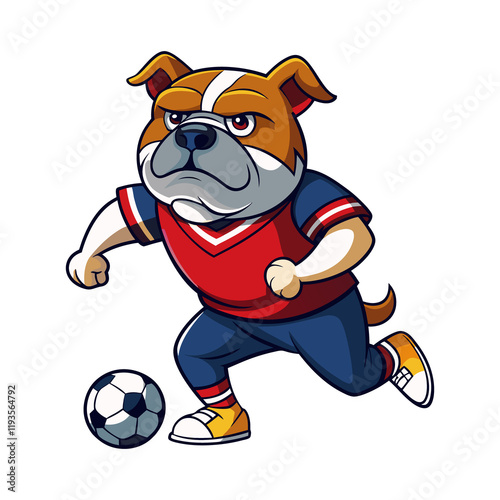 Cartoon Bulldog Mascot Kicking Soccer Ball – Energetic Design