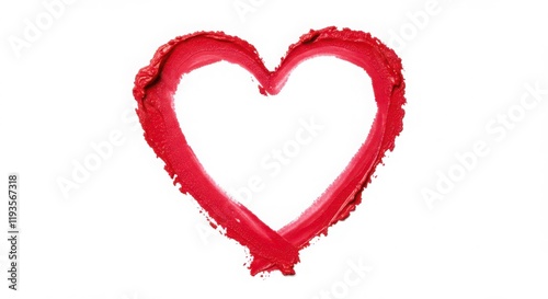 Red Heart Shape Made with Lipstick Swatch on White