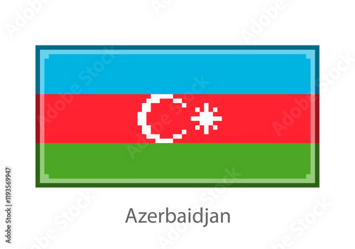 Vector illustration of the Azerbaijan in pixel art or mosaic style on white background. Collection of flags of the countries of the world.