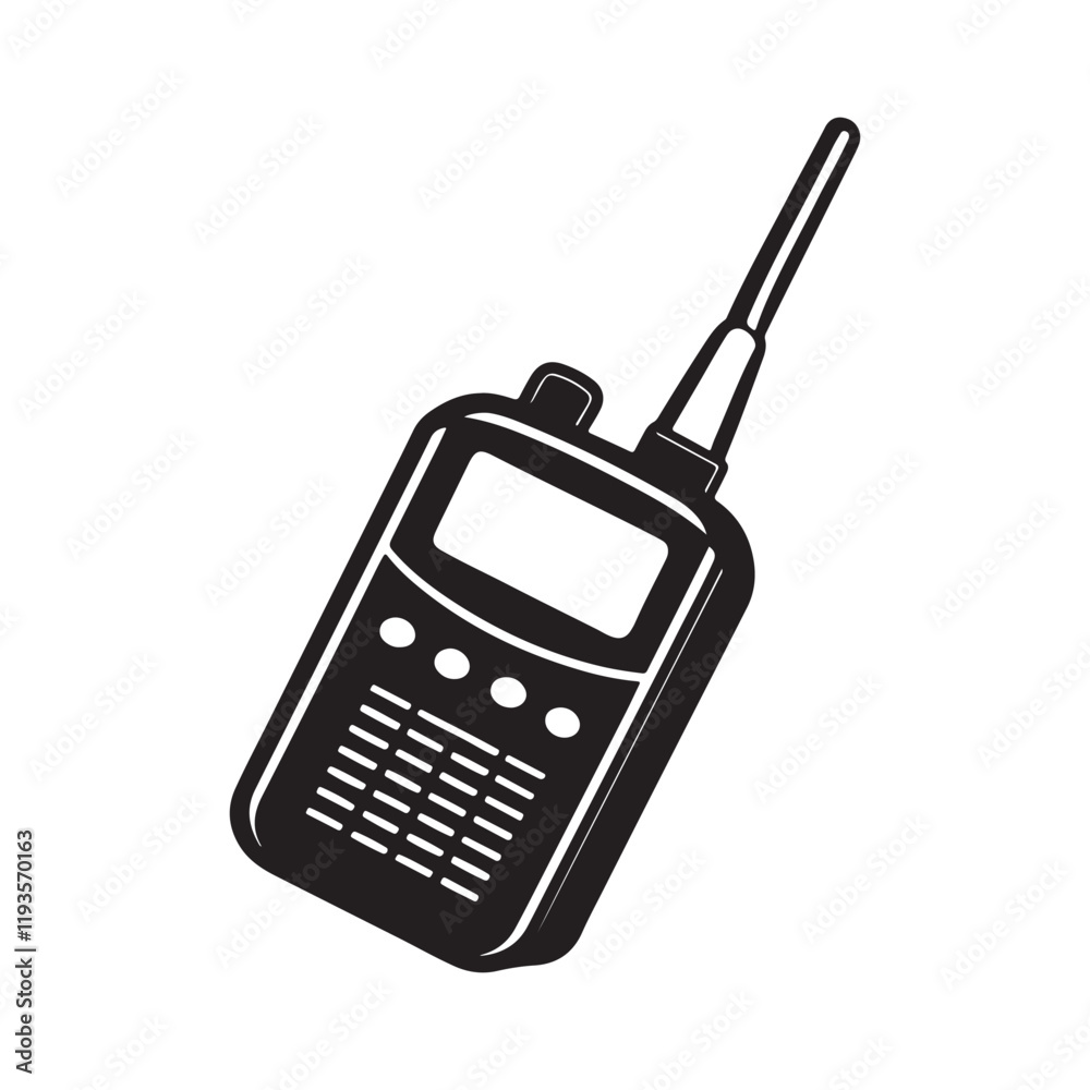 walkie talkie silhouette, black and white silhouette, vector and illustration walkie talkie silhouette, black and white silhouette, vector and illustration