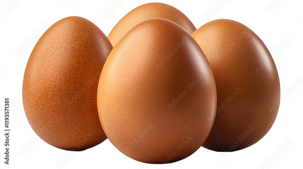 Four Brown Eggs Close-Up Studio Shot High-Resolution Food Photography Natural Light Perfect Texture, isolated on transparent background. Four Brown Eggs Close-Up Studio Shot High-Resolution Food Photography Natural Light Perfect Texture, isolated on transparent background.