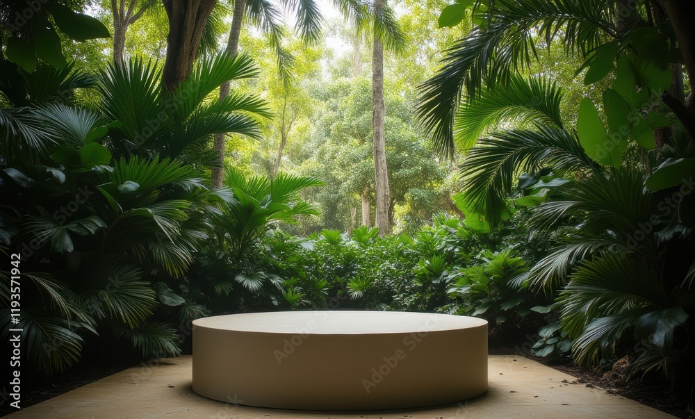 Lush green jungle with circular platform Lush green jungle with circular platform