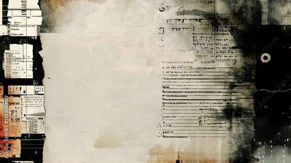 Grunge motion background with aged paper overlay, looped animated.