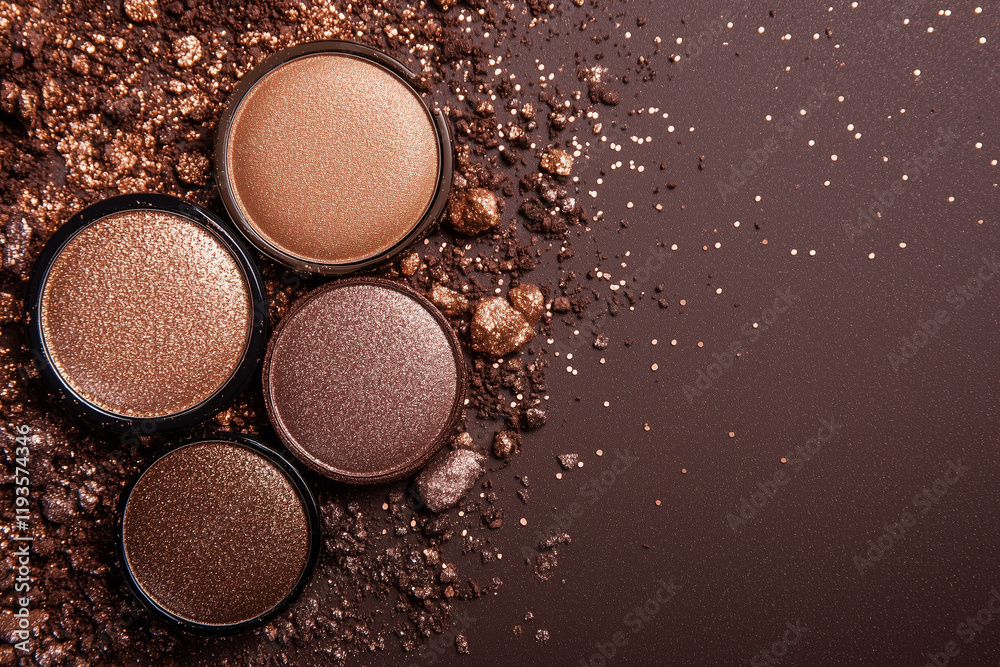 A close up of four different shades of brown eyeshadow A close up of four different shades of brown eyeshadow