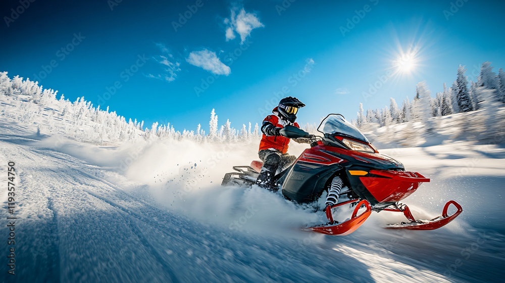 fast driving on a snowmobile fast driving on a snowmobile