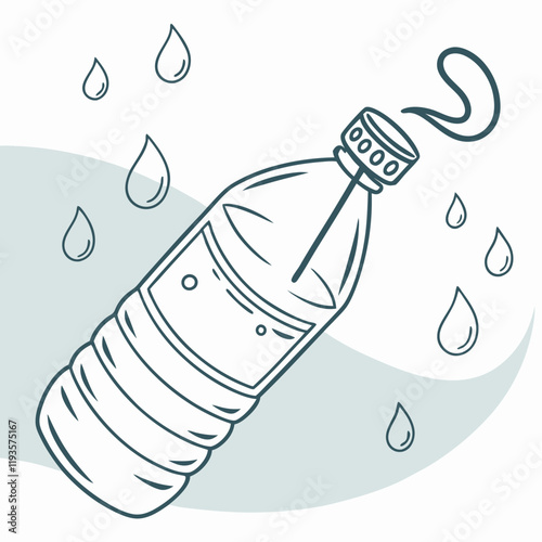 Minimalist water bottle icon with water droplets