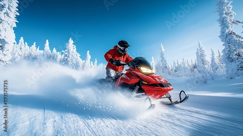 rider on snowmobile photo