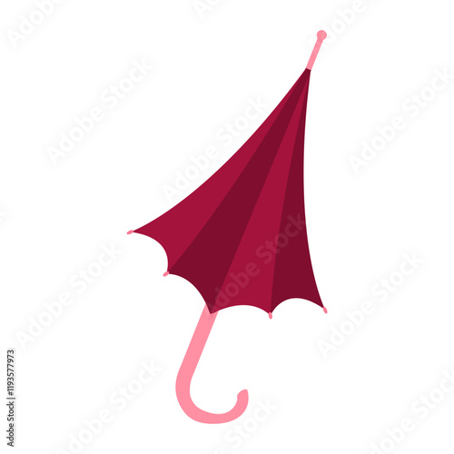 Curved Handle Umbrella Cartoon Icon