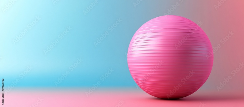 Pink Fitness Ball on Pastel Background: A Minimalist Exercise Image Pink Fitness Ball on Pastel Background: A Minimalist Exercise Image