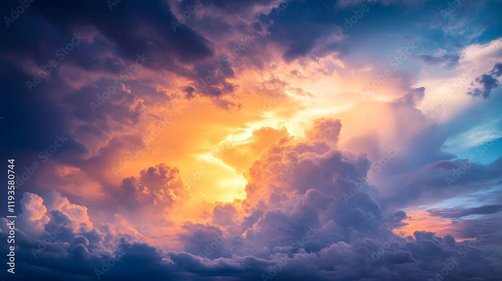 Fototapeta premium Dramatic Sunset Cloudscape Majestic Colors Of Nature