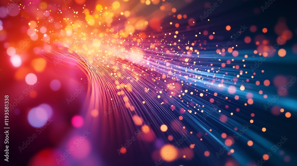 Fototapeta premium Photons interacting light waves diffraction patterns in vivid spectrometry setups