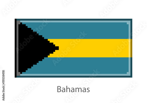 Vector illustration of the Bahamas in pixel art or mosaic style on white background. Collection of flags of the countries of the world.