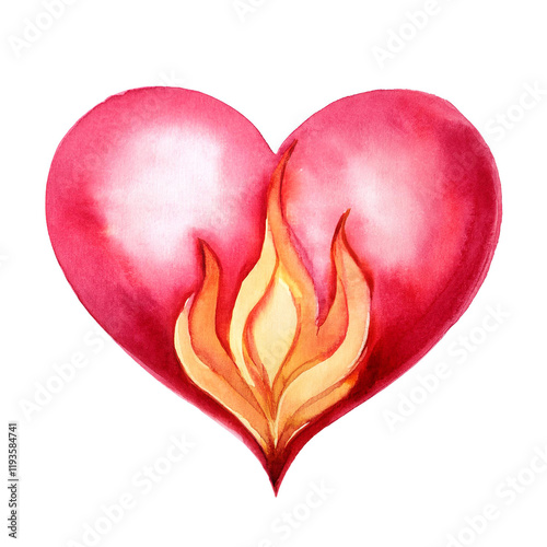 Bilde på lerret Heart Flame isolated on white background