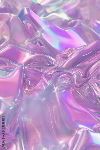 Iridescent holographic crumpled foil creating an abstract texture background