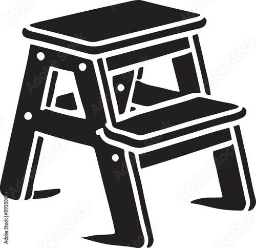 Step Stool icon silhouette vector with white background