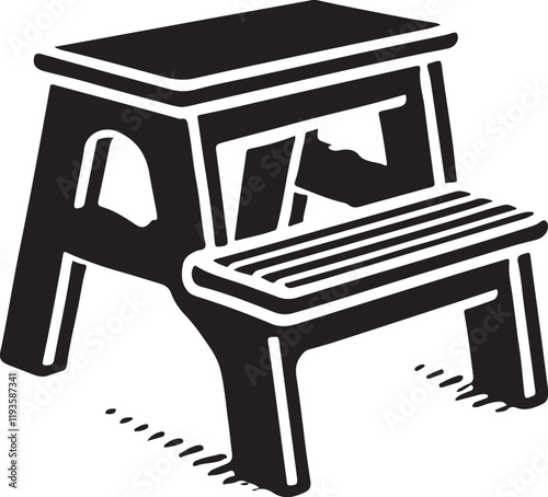 Step Stool icon silhouette vector with white background