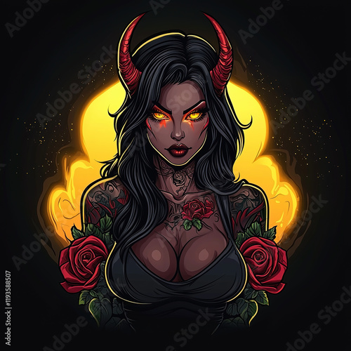 A tattoo design of the devil woman