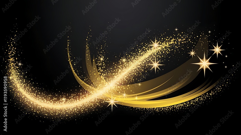 Fototapeta premium Golden Sparkling Waves Background for Holiday Design