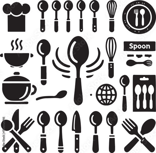 spoon silhouette vector with white background