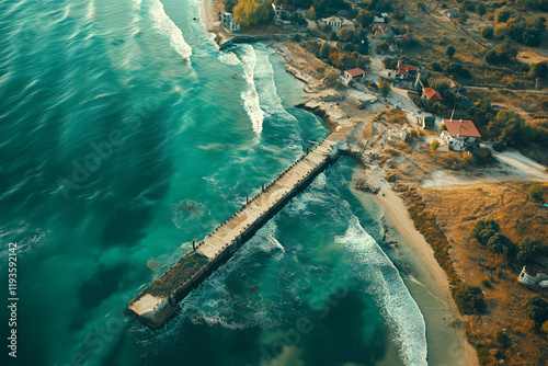 Coastal infrastructure designed for climate resilience in a calm landscape