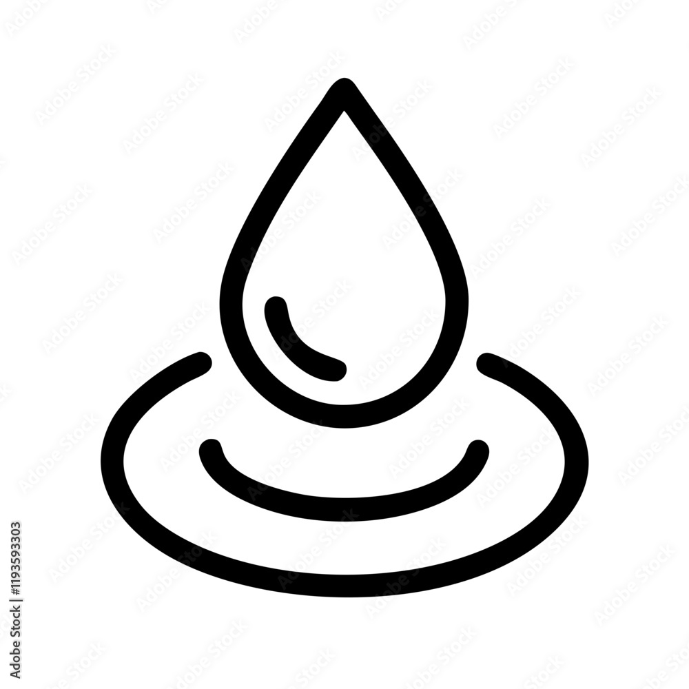 Water drop icon with a ripple effect on the surface of the water on a white background
Water drop icon with a ripple effect on the surface of the water on a white background