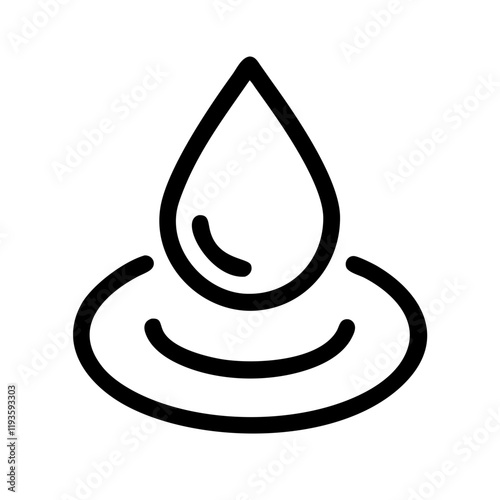 Water drop icon with a ripple effect on the surface of the water on a white background
