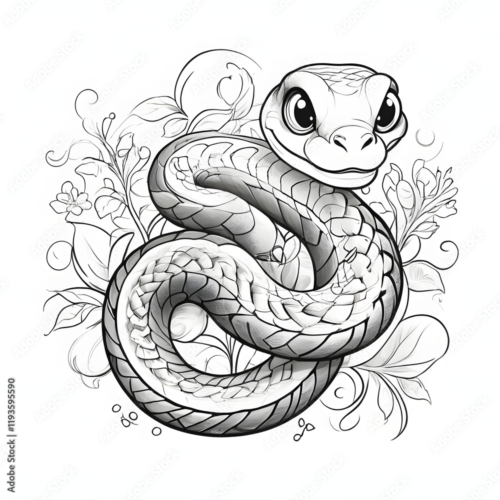 Obraz premium Chinese New Year snake coloring book for children