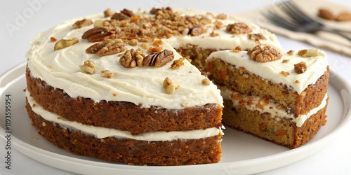 Carrot Cake with Cream Cheese Frosting and Walnuts