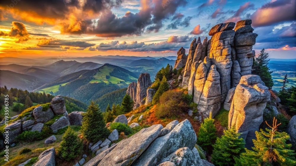Obraz premium Majestic Rocks of Warscheneck Mountain, Upper Austria: A Candid Nature Photography