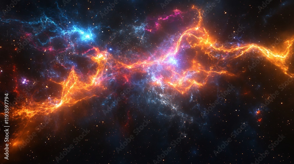 Naklejka premium Supernova explosions emitting cosmic phenomena light waves vivid highcontrast colors