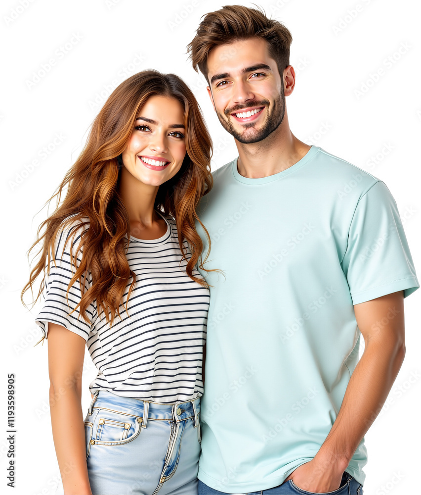 Cheerful Young Couple Embracing and Smiling, Radiating Love and Happiness, Isolated on a Transparent Background Cheerful Young Couple Embracing and Smiling, Radiating Love and Happiness, Isolated on a Transparent Background