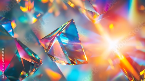 Refraction diffraction effects optics vibrant light spectrums detailed prisms