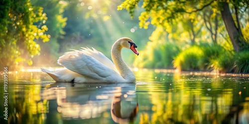 Majestic Swan Double Exposure: River Avon, Stoneleigh, Summer photo