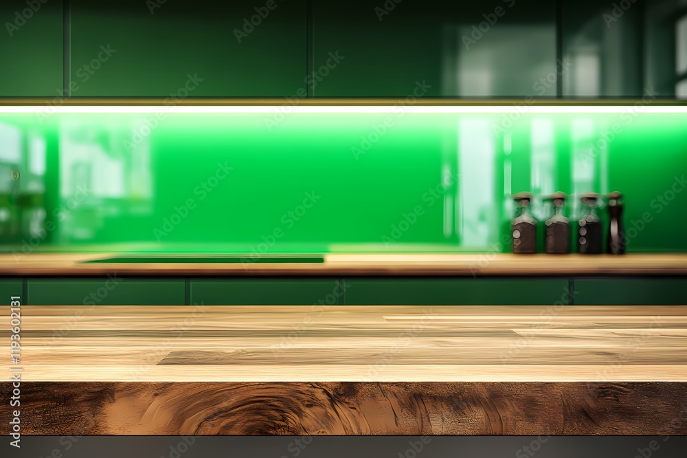 Modern Kitchen Countertop With Green Backsplash Modern Kitchen Countertop With Green Backsplash