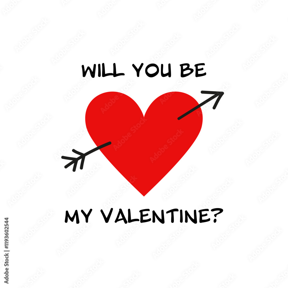 Heart with arrows and romantic message for Valentine's Day or love celebration Heart with arrows and romantic message for Valentine's Day or love celebration