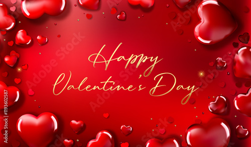 Celebrate love with a vibrant Valentine’s Day design featuring red hearts and warm greetings