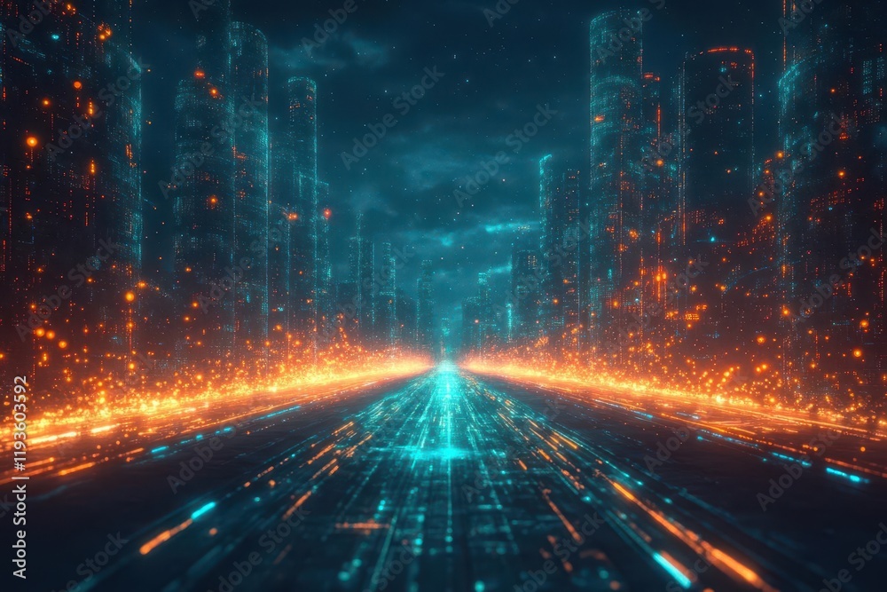 futuristic neon landscape depicting digital technology in a metaverse backdrop featuring a blend of blue and green hues symbolizing connectivity and rapid evolution in cyberspace futuristic neon landscape depicting digital technology in a metaverse backdrop featuring a blend of blue and green hues symbolizing connectivity and rapid evolution in cyberspace