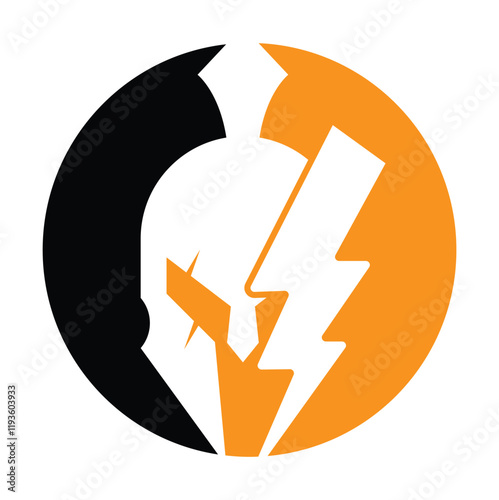 Spartan thunder logo design vector. Energy Vector Logo with spartan symbol vector design