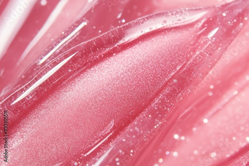 Image of Fresh lip gloss smear of bright pink color. Texture for background usage