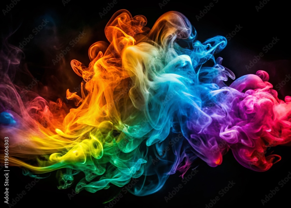 Fototapeta premium Mesmerizing Colorful Smoke Swirls on Black Background - Abstract Art Photography