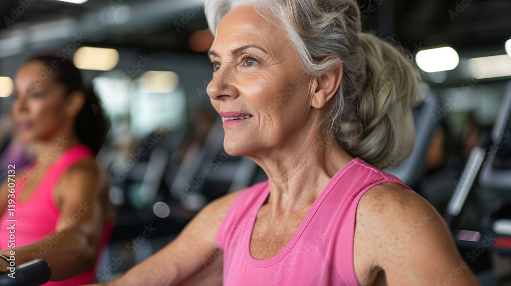 senior woman doing exercise in a gym