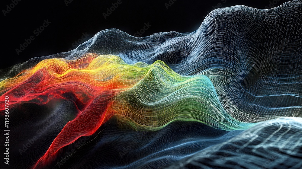 Obraz premium Abstract representations of energy graphs wave grids fluid dynamics interactions