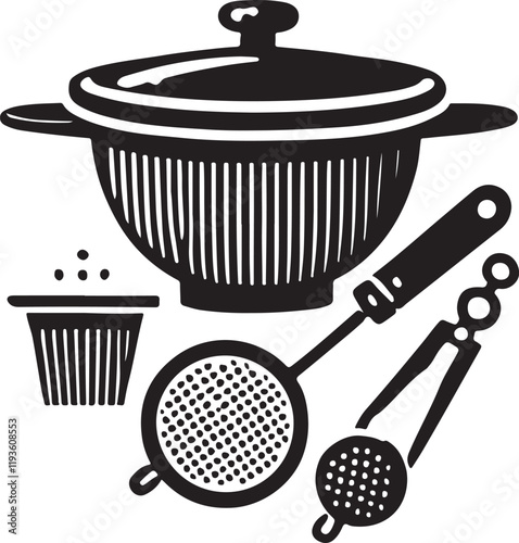 Strainer silhouette vector with white background