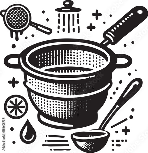 Strainer silhouette vector with white background