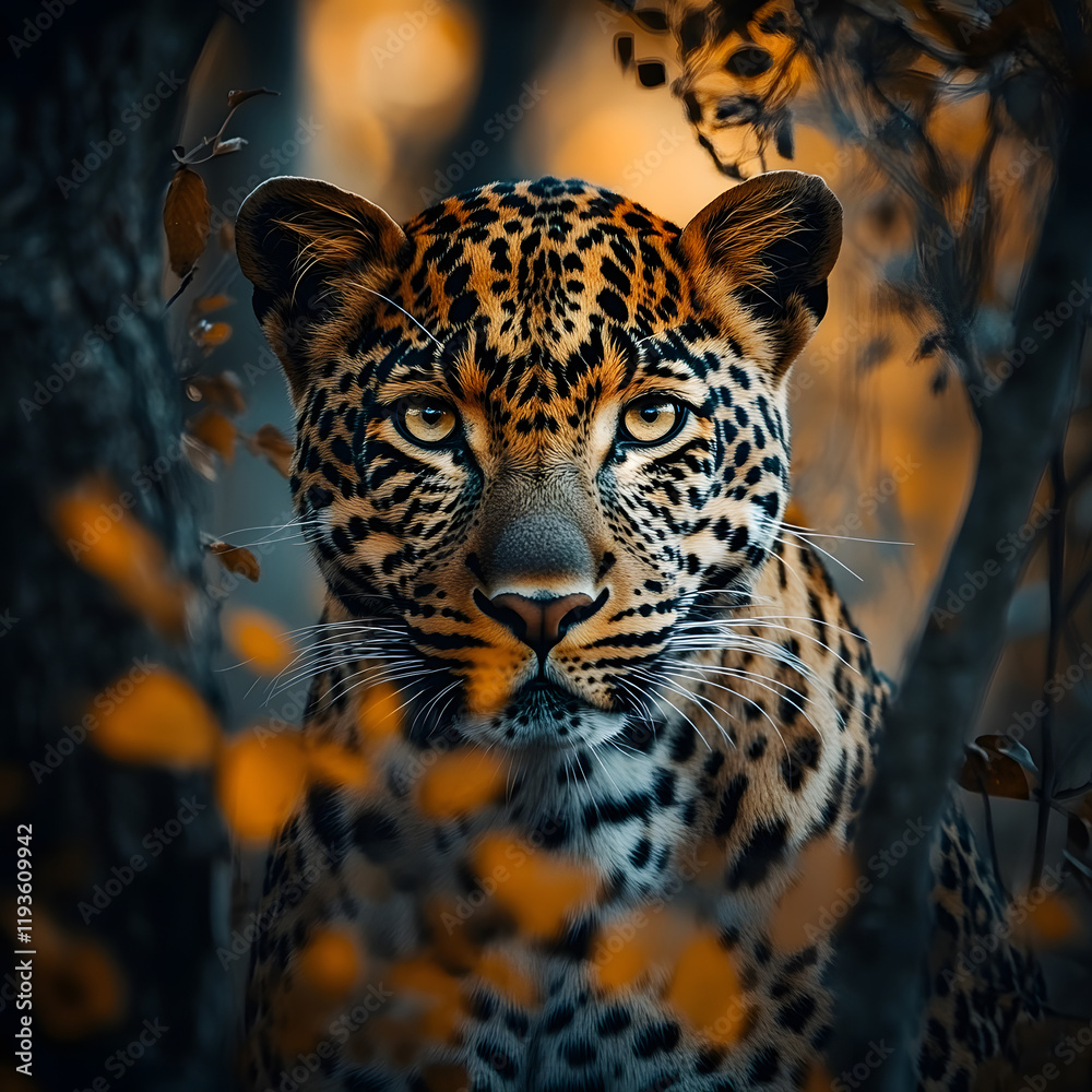 Obraz premium close-up photo of leopard hunting