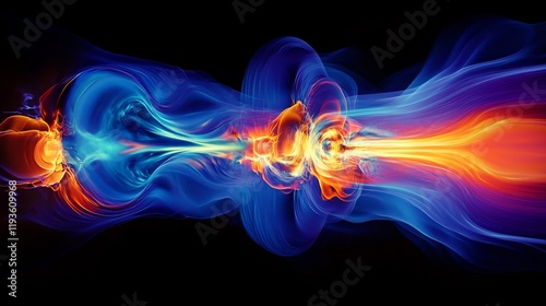 Plasma reactions generating turbulence patterns highlighted fluid dynamics and thermodynamic principles with vibrant heat transfer visuals photo